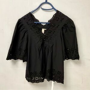 Studio West Black Eyelet Women's Blouse